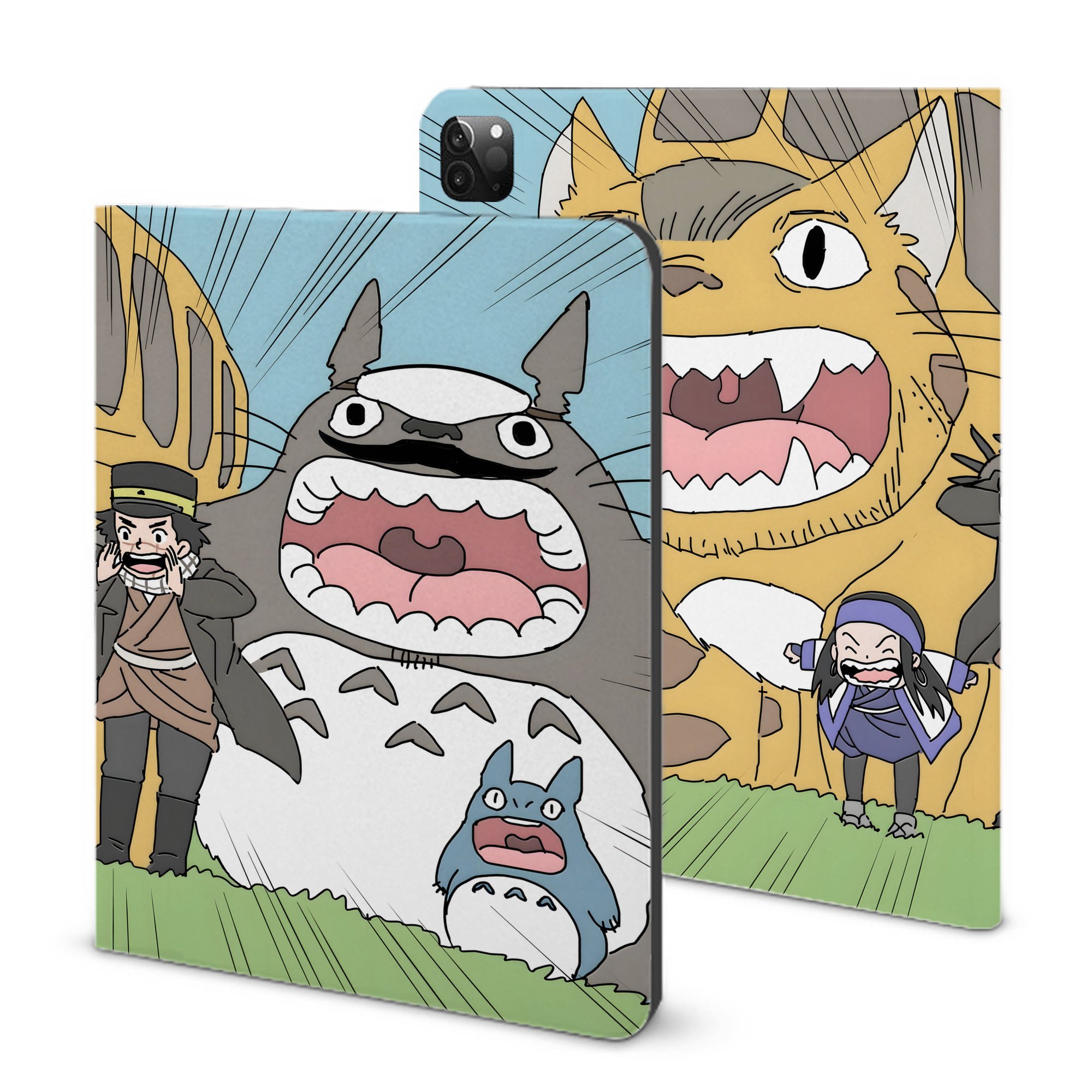 （画像用） となりのトトロ 草壁メイ 草壁サツキ My Neighbor Totoro Satsuki Kusakabe Mei Kusakabe IPadケース ペンホルダー付き ブックスタイルデザイン